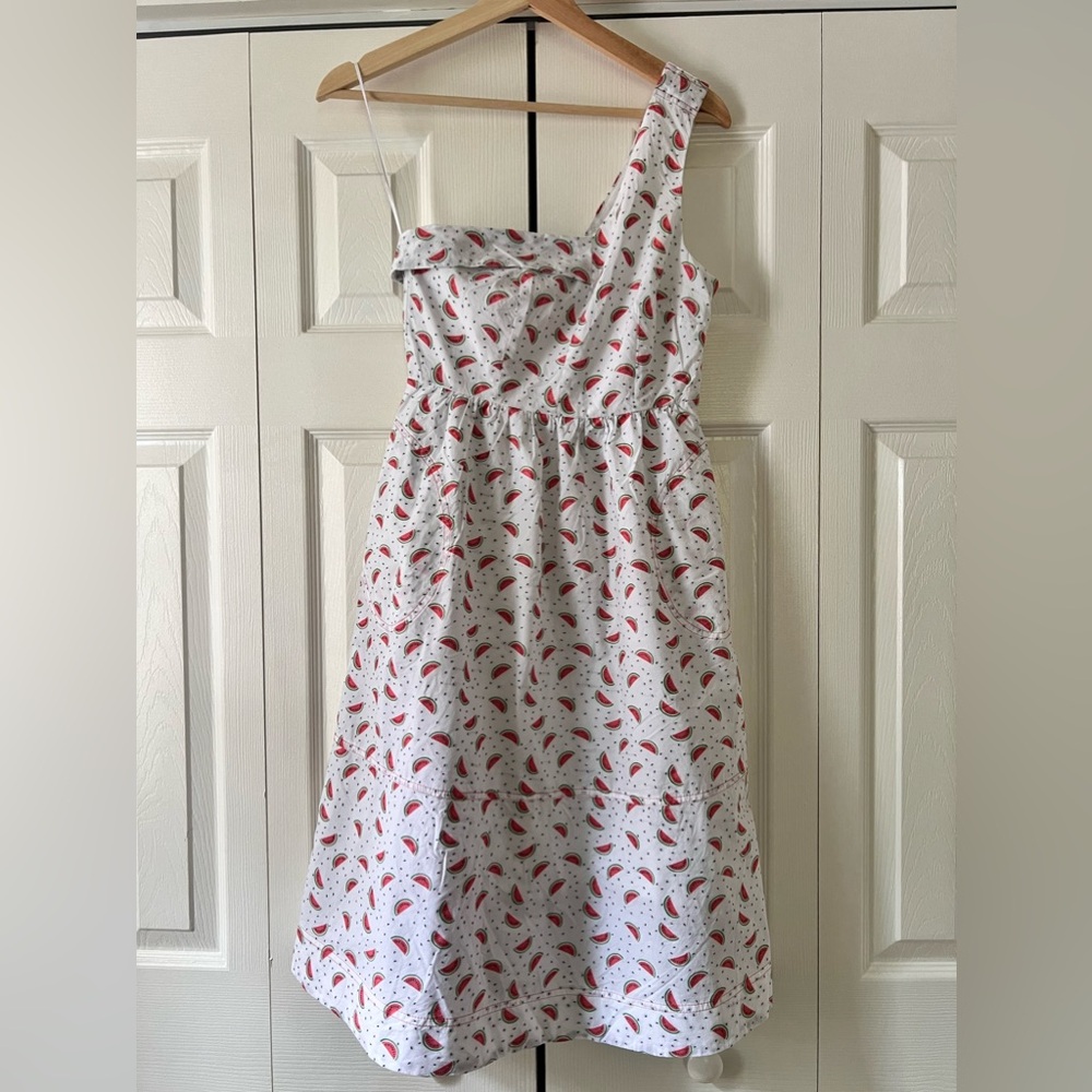 Anthropologie watermelon one shoulder dress US size 00 like new